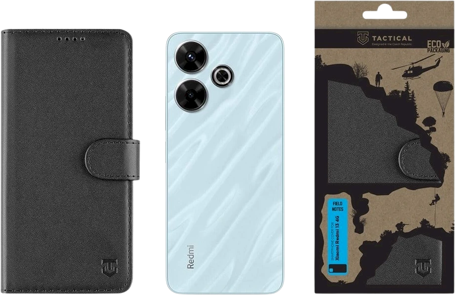Tactical Field Notes skirtas Xiaomi Redmi 13 4G dėklas telefonui juodos spalvos