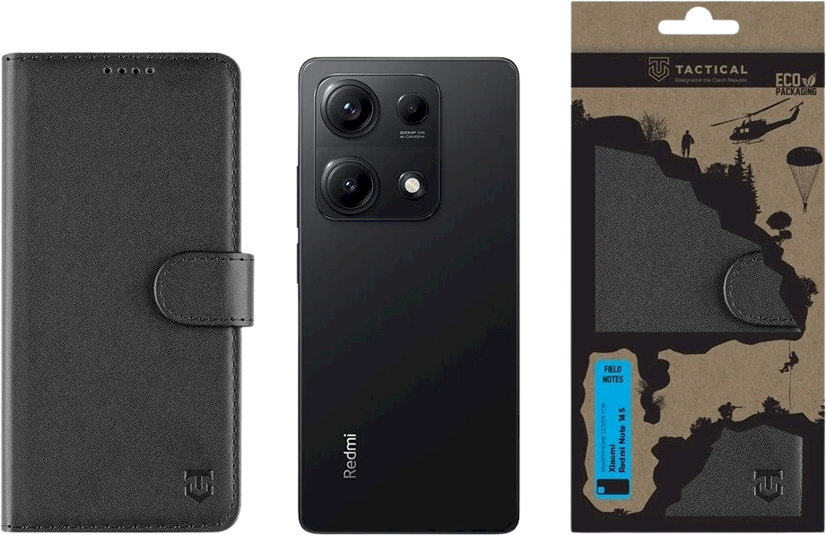 Tactical Field Notes dėklas skirtas Xiaomi Redmi Note 14S juodos spalvos