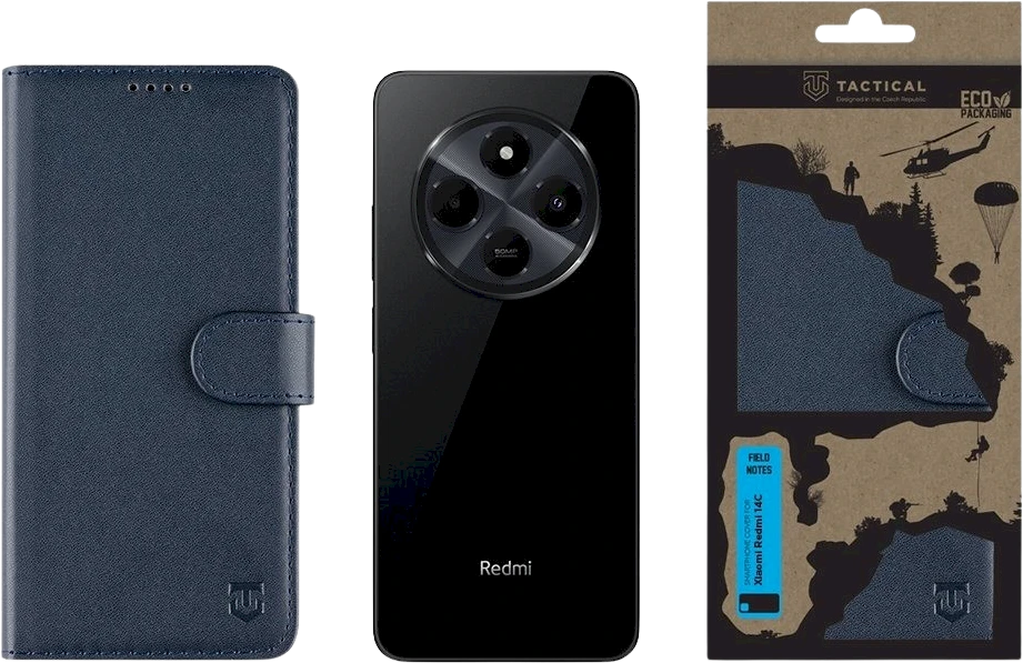 Dėklas Tactical Field Notes skirtas Xiaomi Redmi 14C mėlynos spalvos