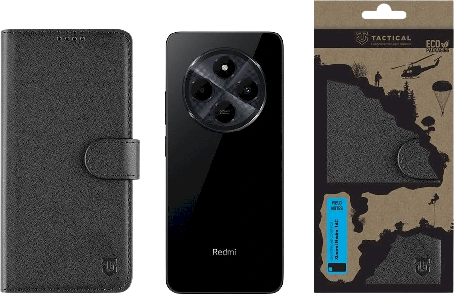 Dėklas Tactical Field Notes skirtas Xiaomi Redmi 14C juodos spalvos