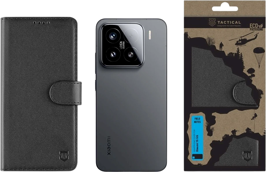 Dėklas Tactical Field Notes skirtas Xiaomi 15 5G juodos spalvos