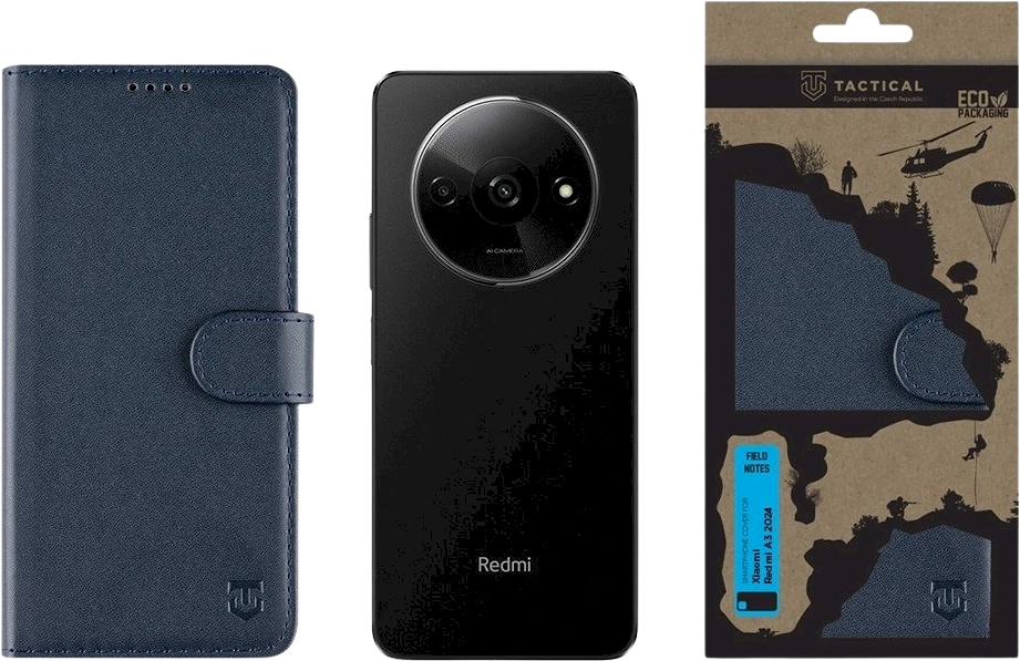 Tactical Field Notes skirtas Xiaomi Redmi A3 2024 dėklas telefonui mėlynos spalvos