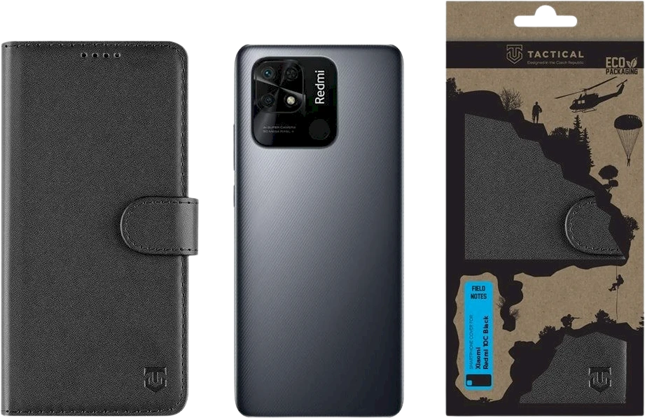 Tactical Field Notes skirtas Xiaomi Redmi 10C dėklas telefonui juodos spalvos