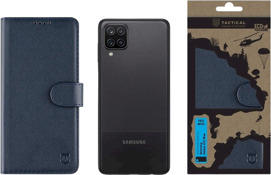 Tactical Field Notes skirtas Samsung Galaxy A12 dėklas telefonui mėlynos spalvos