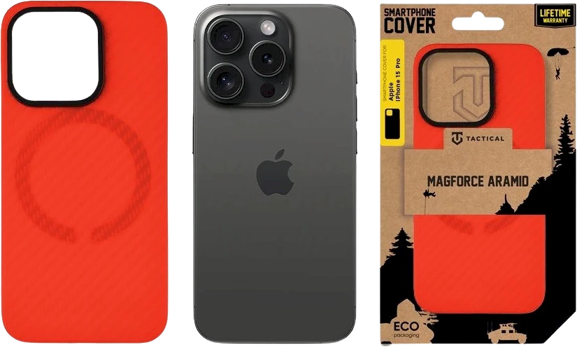 Tactical MagForce Aramid Bloody Mary Limited Edition skirtas Apple iPhone 15 Pro dėklas telefonui
