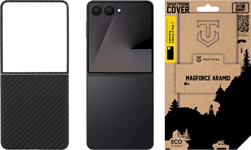 Tactical MagForce Aramid dėklas skirtas Samsung Galaxy Z Flip 7 juodos spalvos