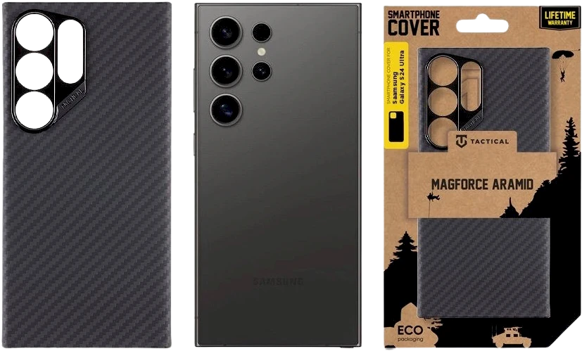 Tactical MagForce Aramid skirtas Samsung Galaxy S24 Ultra dėklas telefonui juodos spalvos