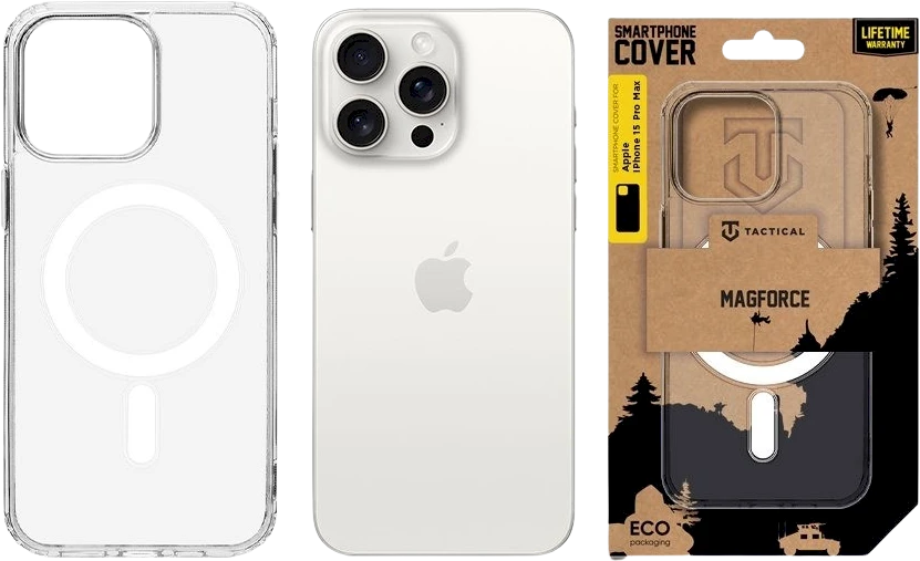Tactical MagForce dėklas telefonui Apple iPhone 15 Pro Max skaidrus