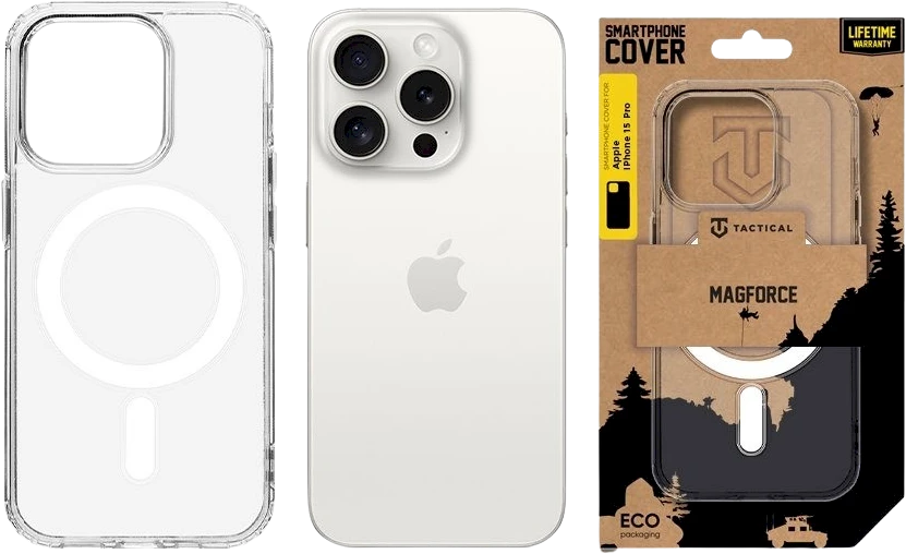 Tactical MagForce dėklas telefonui Apple iPhone 15 Pro skaidrus