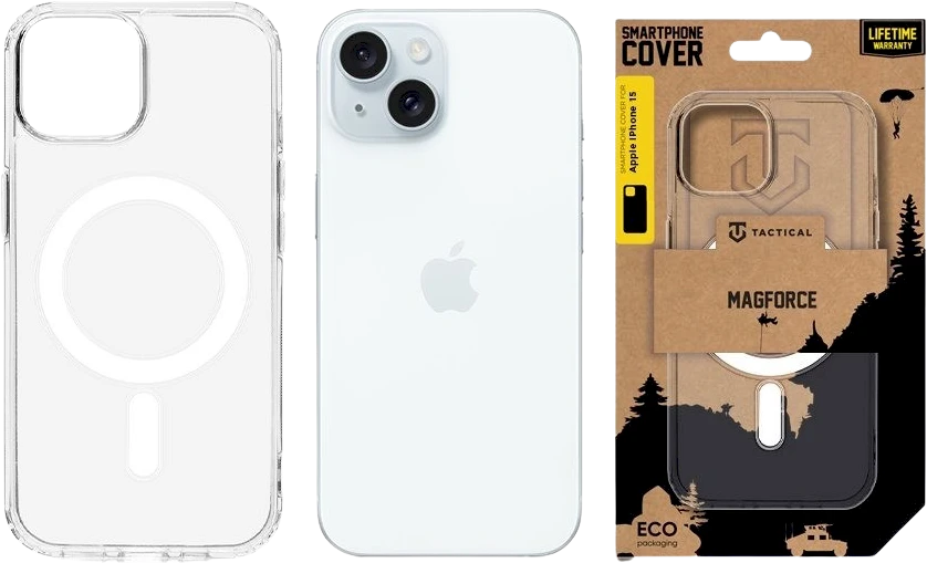 Tactical MagForce dėklas telefonui Apple iPhone 15 skaidrus