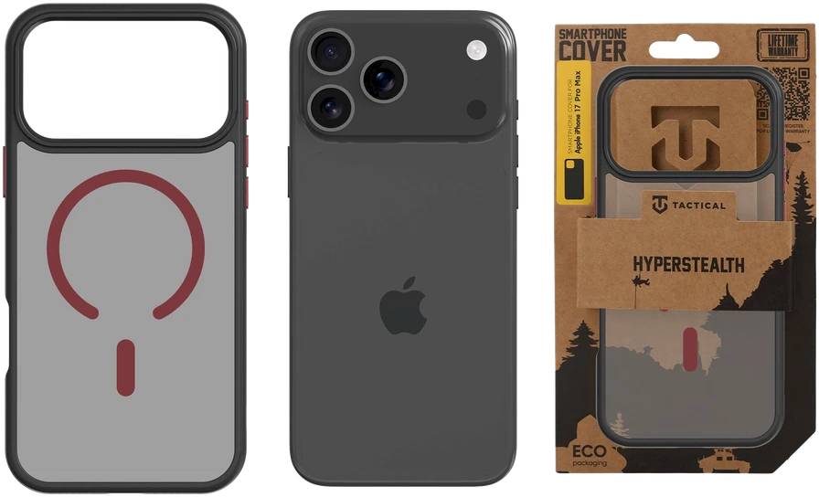 Tactical MagForce Hyperstealth 2.0 dėklas skirtas Apple iPhone 17 Pro Max juodos spalvos/Raudona