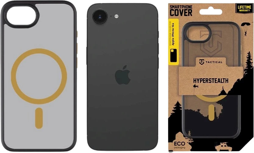 Tactical MagForce Hyperstealth 2.0 dėklas telefonui Apple iPhone 16e juodos ir geltonos spalvos