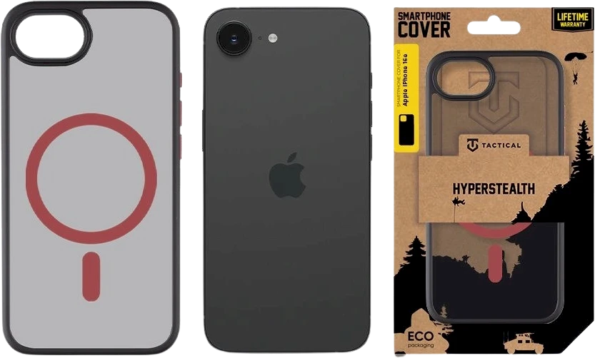 Tactical MagForce Hyperstealth 2.0 dėklas telefonui Apple iPhone 16e juodos ir raudonos spalvos