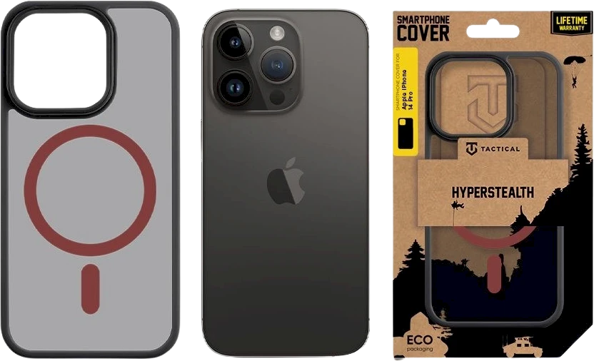 Tactical MagForce Hyperstealth 2.0 dėklas telefonui Apple iPhone 14 Pro juodos ir raudonos spalvos