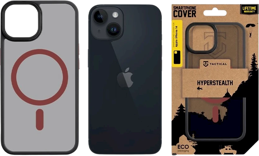 Tactical MagForce Hyperstealth 2.0 dėklas telefonui Apple iPhone 14 juodos ir raudonos spalvos