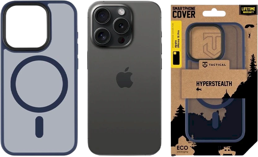 Tactical Mėlynas taktinis „MagForce Hyperstealth“ dėklas, skirtas „iPhone 15 Pro Deep Mėlyna“