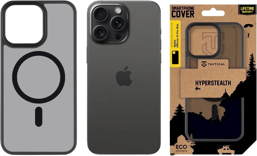 Dėklas Tactical MagForce Hyperstealth dangtelis, skirtas iPhone 15 Pro Max Asphalt
