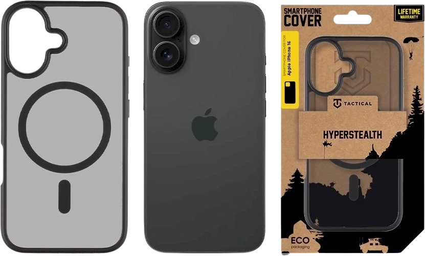 Dėklas Tactical MagForce Hyperstealth skirtas Apple iPhone 16 asfalto spalvos