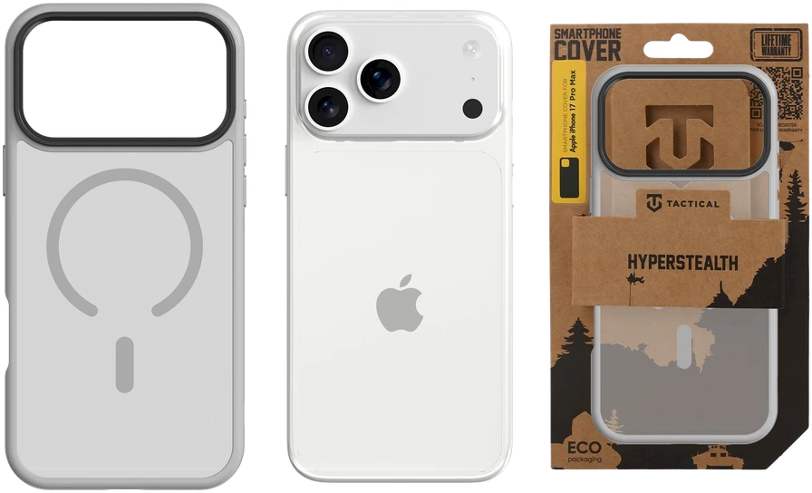 Tactical MagForce Hyperstealth dėklas skirtas Apple iPhone 17 Pro Max šviesiai pilkos spalvos