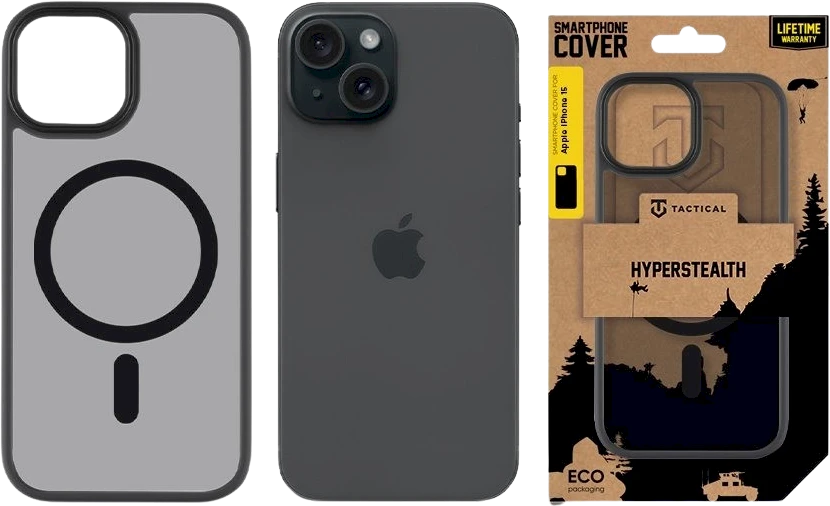 Tactical MagForce Hyperstealth dėklas telefonui Apple iPhone 15 asfalto spalvos