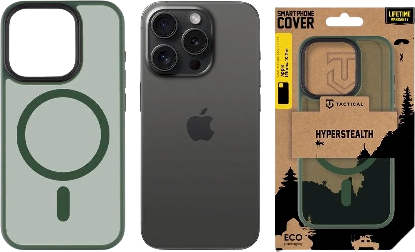 Dėklas Tactical MagForce Hyperstealth dangtelis, skirtas iPhone 15 Pro Forest Žalias