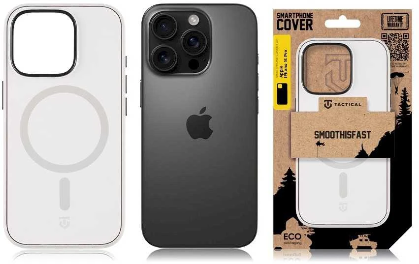 Tactical MagForce SmoothIsFast dėklas skirtas Apple iPhone 16 Pro Chalk