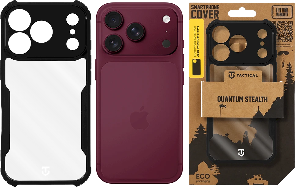 Dėklas Tactical Quantum Stealth Cover for Apple iPhone 17 Pro/18 Pro Clear/Juodas
