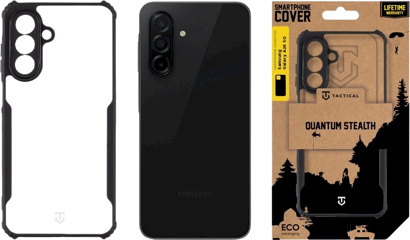 Tactical Quantum Stealth dėklas skirtas Samsung Galaxy A26 5G skaidrus ir juodos spalvos