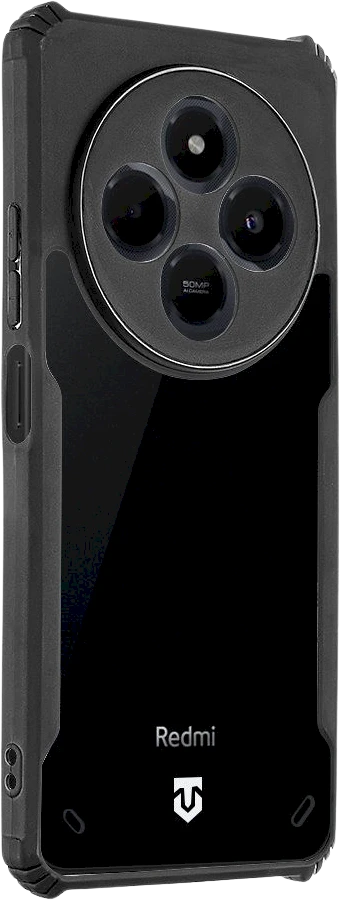 Tactical Quantum Stealth dėklas Xiaomi Redmi 14C 4G/Poco C75 skaidrus ir juodos spalvos