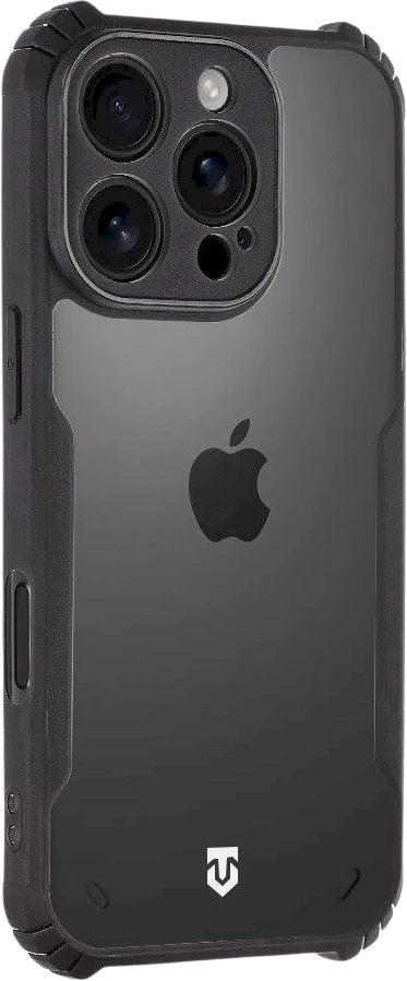 Tactical Quantum Stealth dėklas skirtas Apple iPhone 16 Pro skaidrus ir juodos spalvos