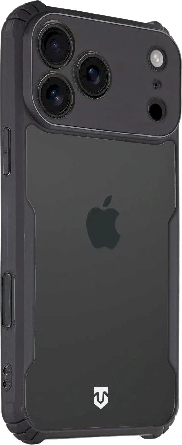 Tactical Quantum Stealth dėklas skirtas Apple iPhone 17 Pro Max skaidrus/juodos spalvos