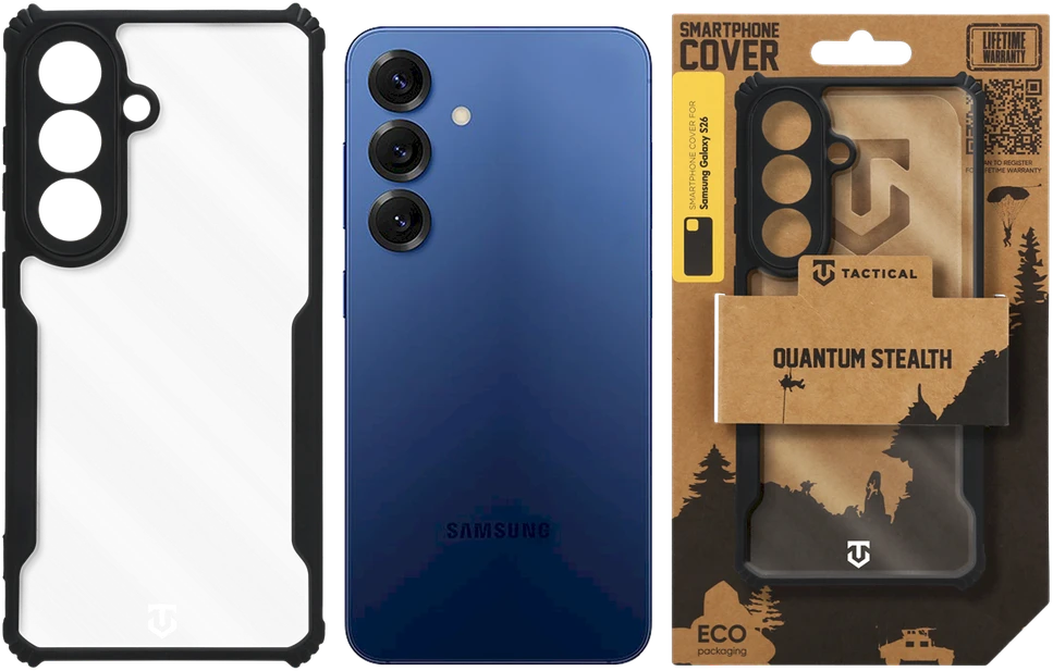 Tactical Quantum Stealth dėklas skirtas Samsung Galaxy S26 skaidrus/juodos spalvos