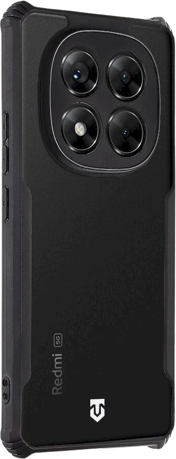 Tactical Quantum Stealth dėklas skirtas Xiaomi Redmi Note 14 Pro 5G skaidrus ir juodos spalvos