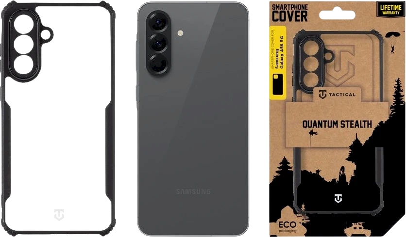 Tactical Quantum Stealth dėklas skirtas Samsung Galaxy A56 5G skaidrus ir juodos spalvos