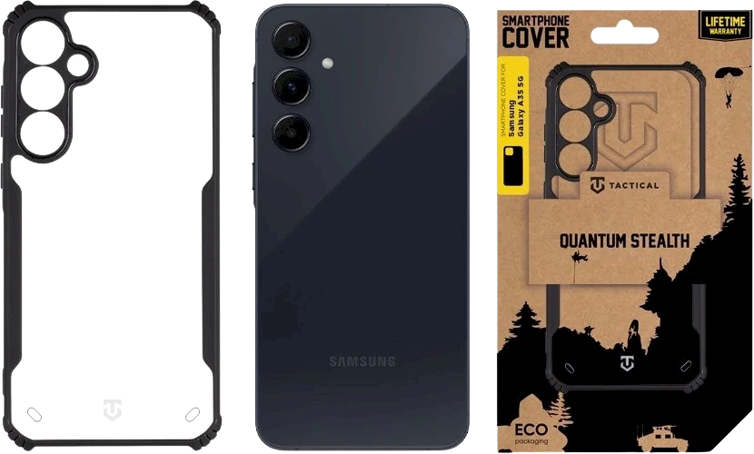 Dėklas Tactical Quantum Stealth Cover Samsung Galaxy A35 5G Clear/Juodas