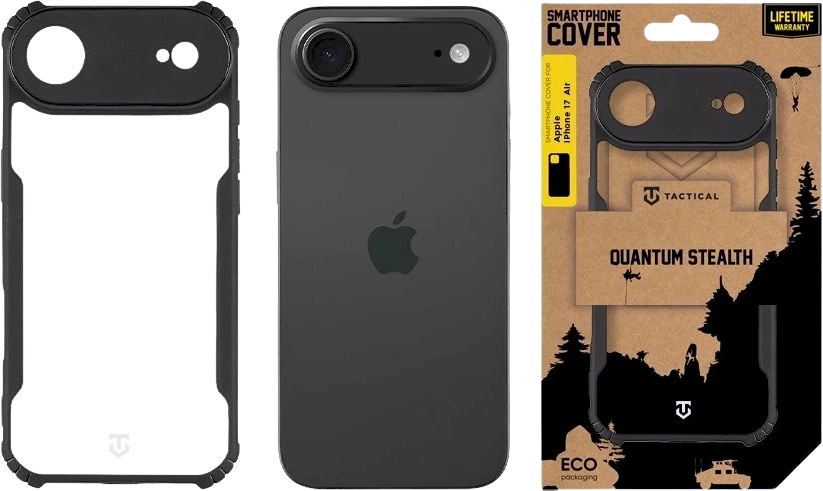 Tactical Quantum Stealth dėklas skirtas Apple iPhone 17 Air skaidrus/juodos spalvos