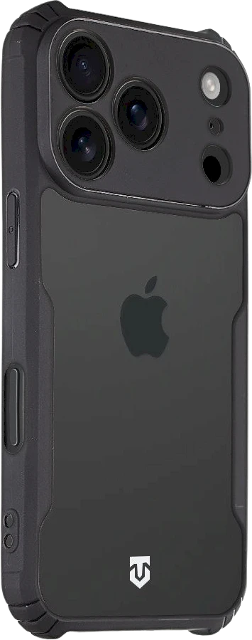Tactical Quantum Stealth dėklas skirtas Apple iPhone 17 Pro skaidrus/juodos spalvos