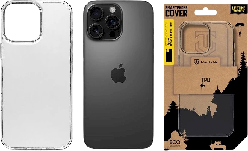 Tactical TPU dėklas skirtas Apple iPhone 16 Pro Max skaidrus