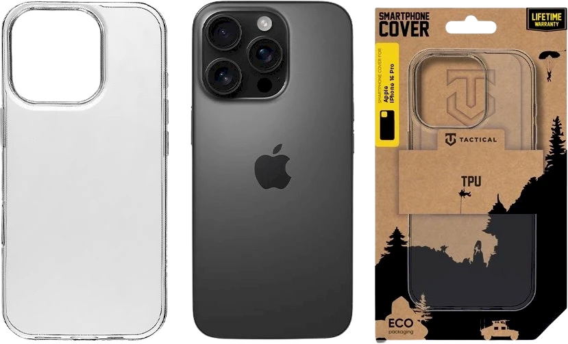 Tactical TPU dėklas skirtas Apple iPhone 16 Pro skaidrus