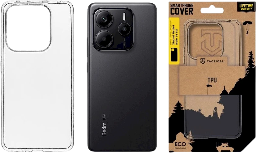 Tactical TPU dėklas skirtas Xiaomi Redmi Note 14 5G skaidrus
