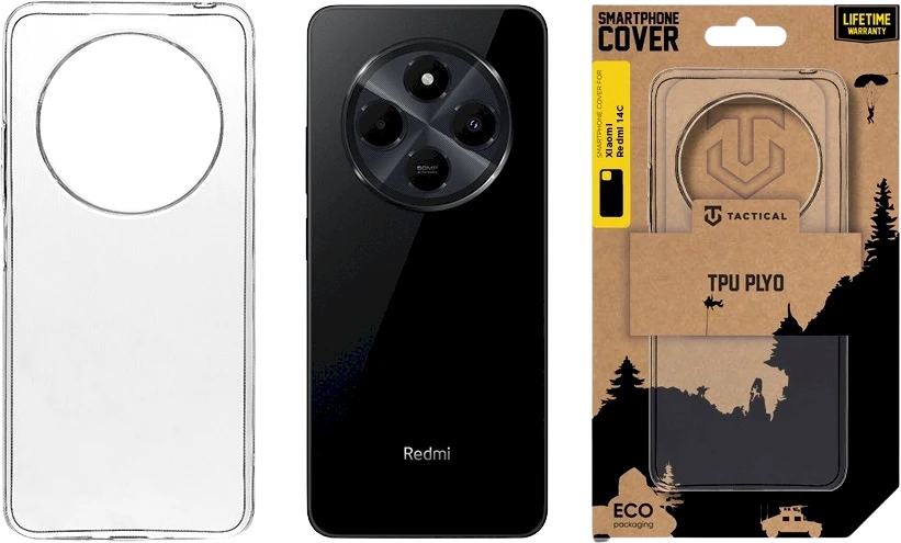 Tactical TPU dėklas skirtas Xiaomi Redmi 14C skaidrus