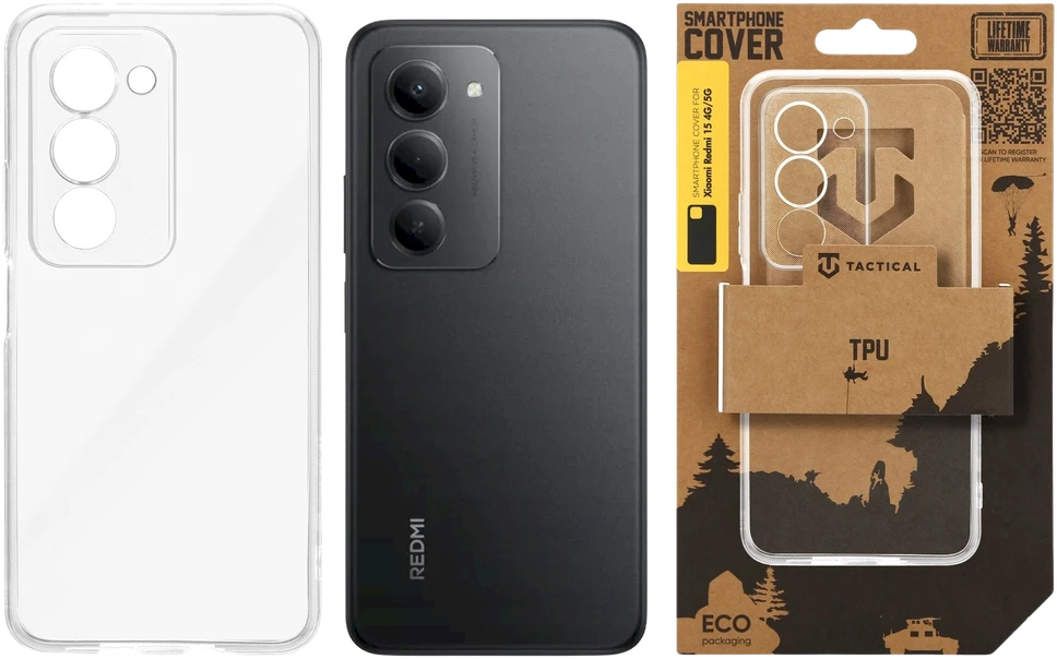 Tactical TPU dėklas skirtas Xiaomi Redmi 15 4G/5G skaidrus