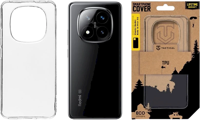 Tactical TPU dėklas skirtas Xiaomi Redmi Note 14 Pro+ 5G skaidrus