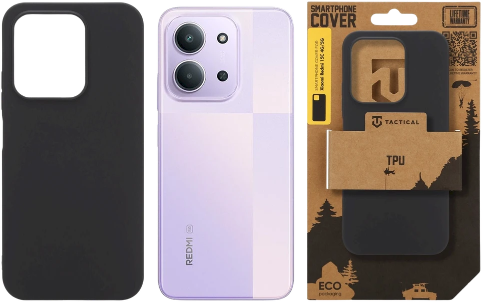 Dėklas Tactical TPU dėkals skirtas Xiaomi Redmi 15C 4G/5G juodos spalvos