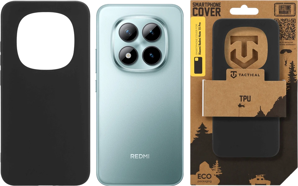 Tactical TPU dėklas skirtas Xiaomi Redmi Note 15 Pro juodos spalvos