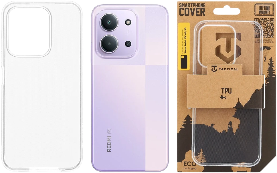 Tactical TPU dėklas skirtas Xiaomi Redmi 15C 4G/5G skaidrus