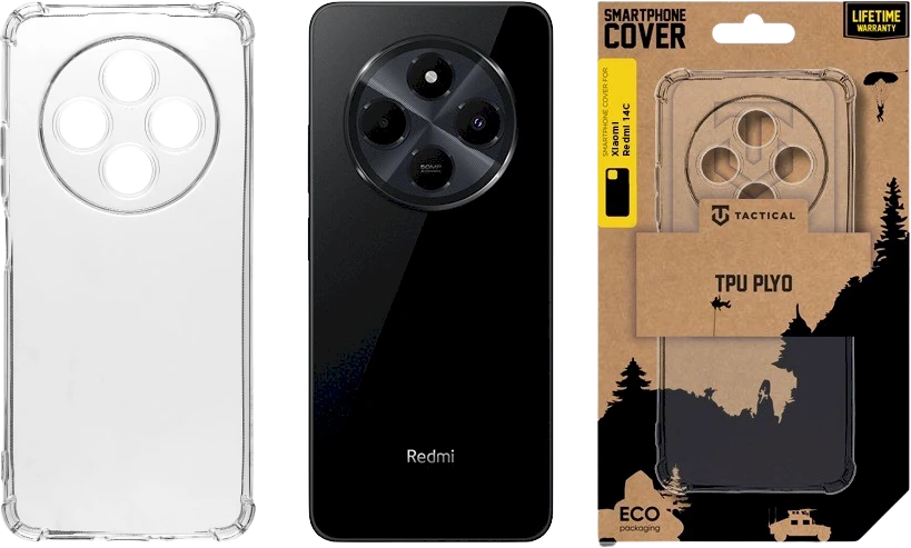 Tactical TPU Plyo dėklas skirtas Xiaomi Redmi 14C skaidrus