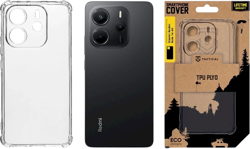 Tactical TPU Plyo dėklas skirtas Xiaomi Redmi Note 14 4G skaidrus
