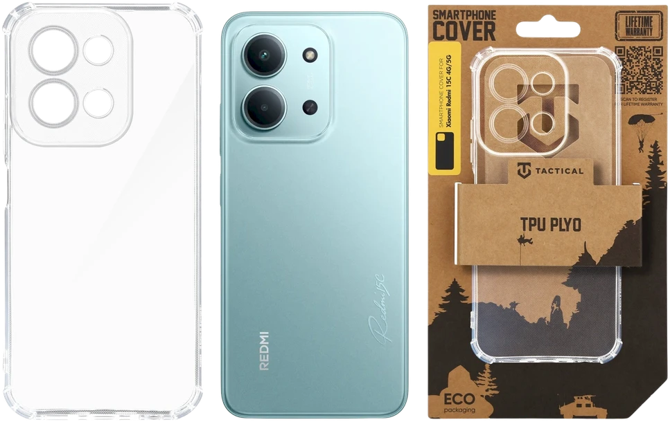 Tactical TPU Plyo dėklas skirtas Xiaomi Redmi 15C 4G/5G skaidrus