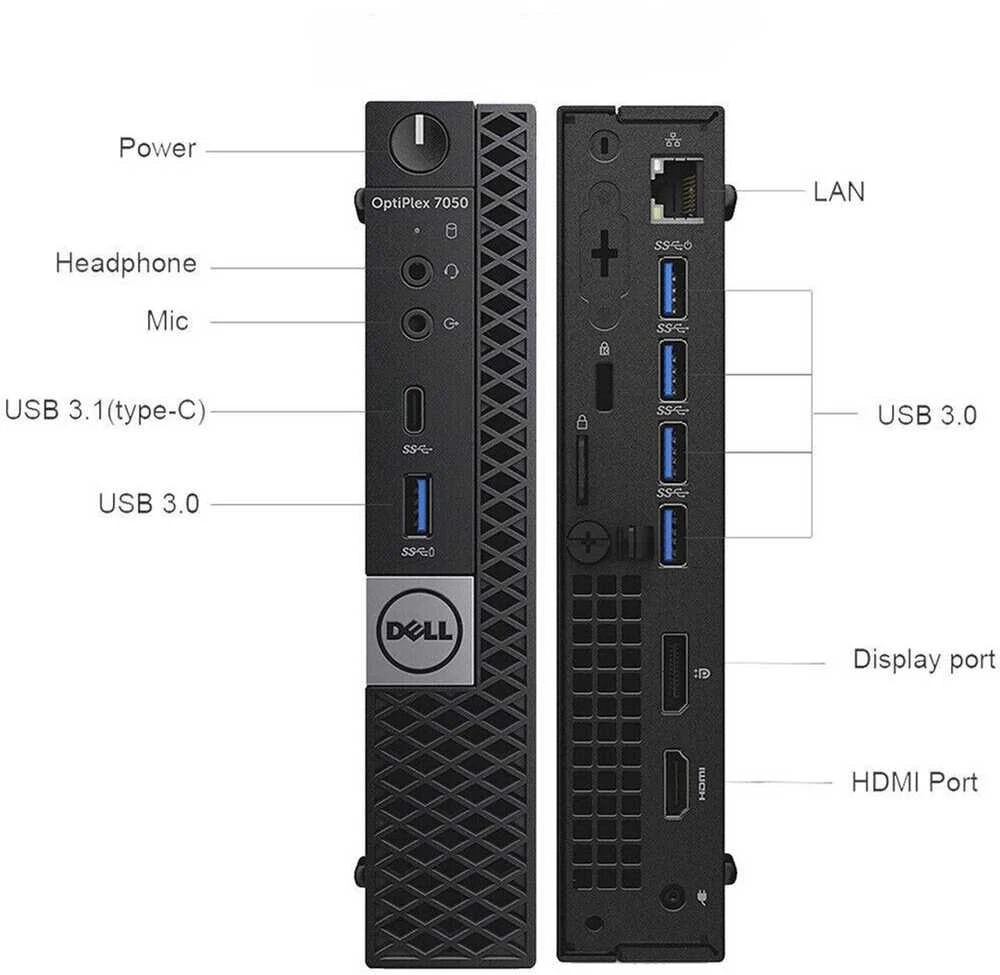 Dell OptiPlex 7050 Micro jungčių schema